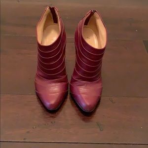 Christian Louboutin burgundy high-heeled booties